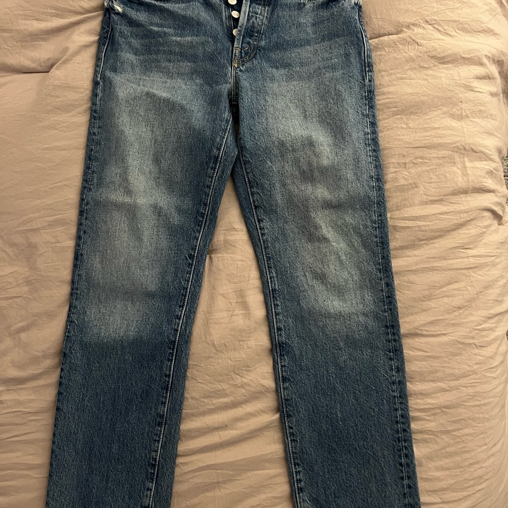 MOTHER Blue Straight Leg Jeans